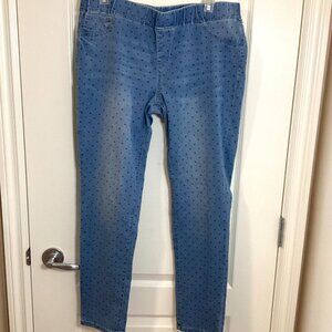 Cat & Jack Women's Straight Leg Light Wash Pull On Mini Heart Jeggings Size 18